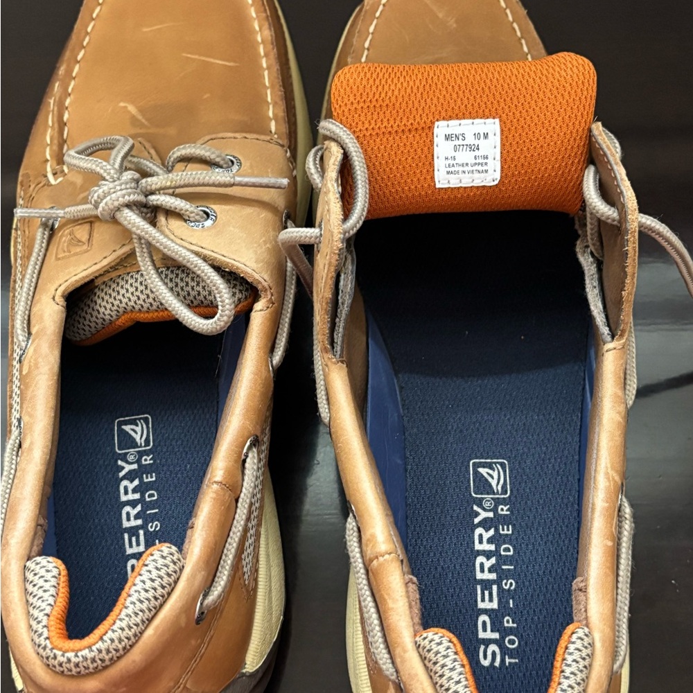 Sperry Tan and Orange Boat Shoes with Non-Slip Sole